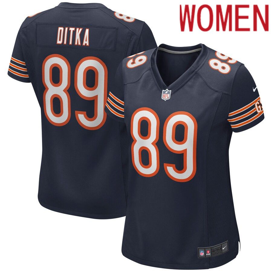 Women Chicago Bears 89 Mike Ditka Nike Navy Game Retired Player NFL Jersey